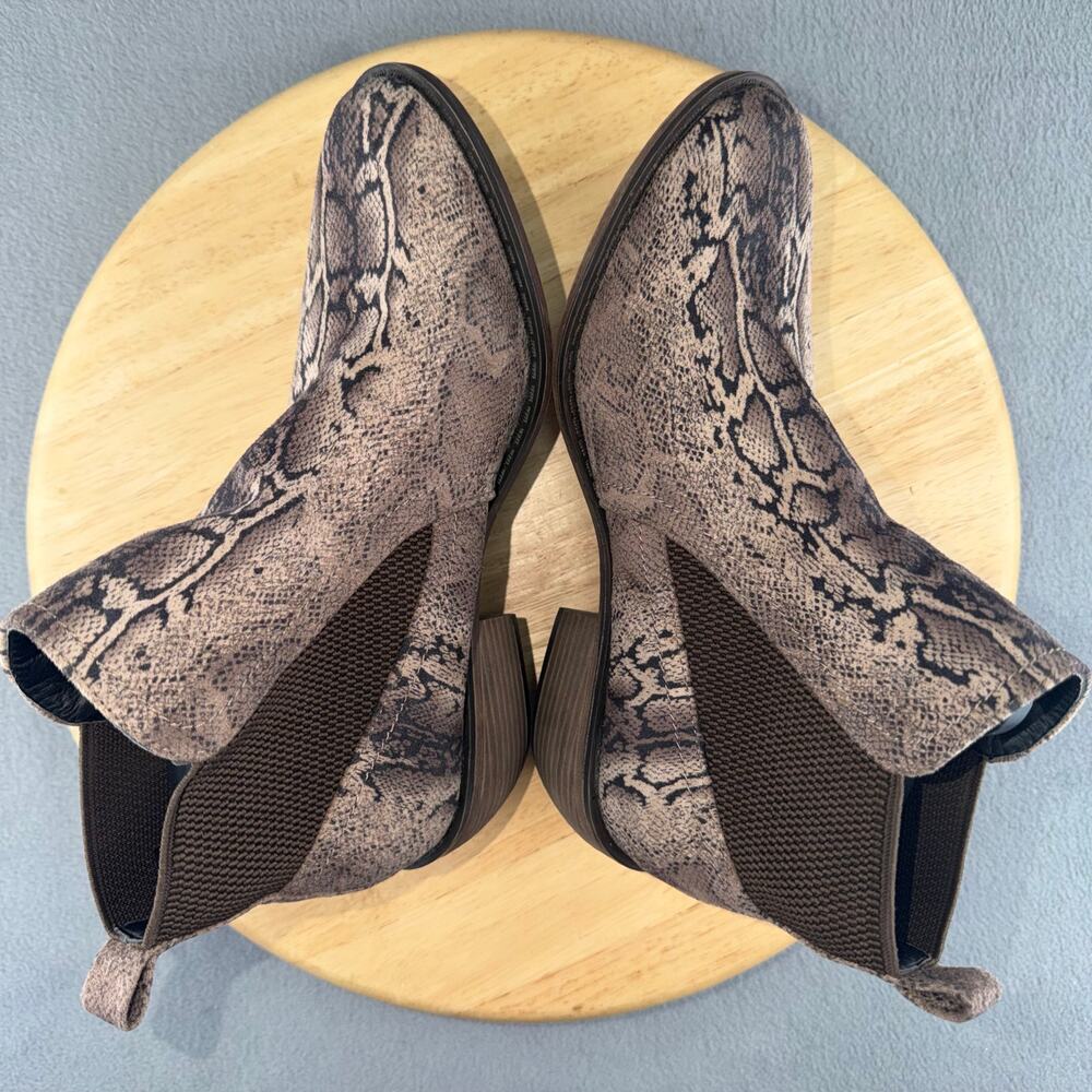 MIA Jaylee Snake Print Faux Suede Pull-On Ankle Boots Brown/Tan Size 8.5M‎ US - Picture 5 of 7